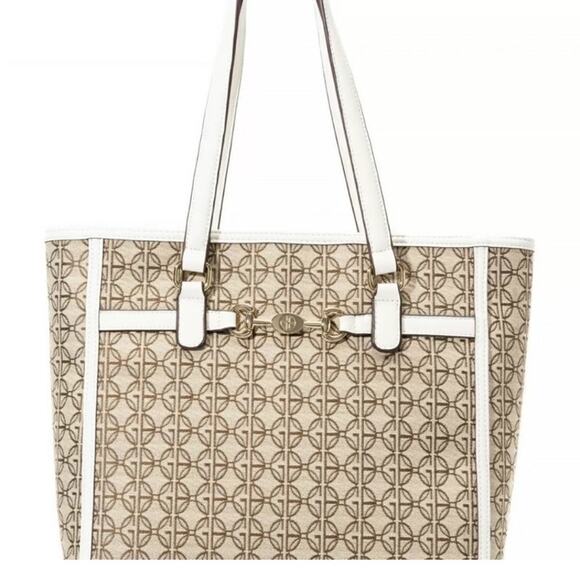 Giani Bernini Tan Logo Jacquard Tote NWT - Picture 1 of 13